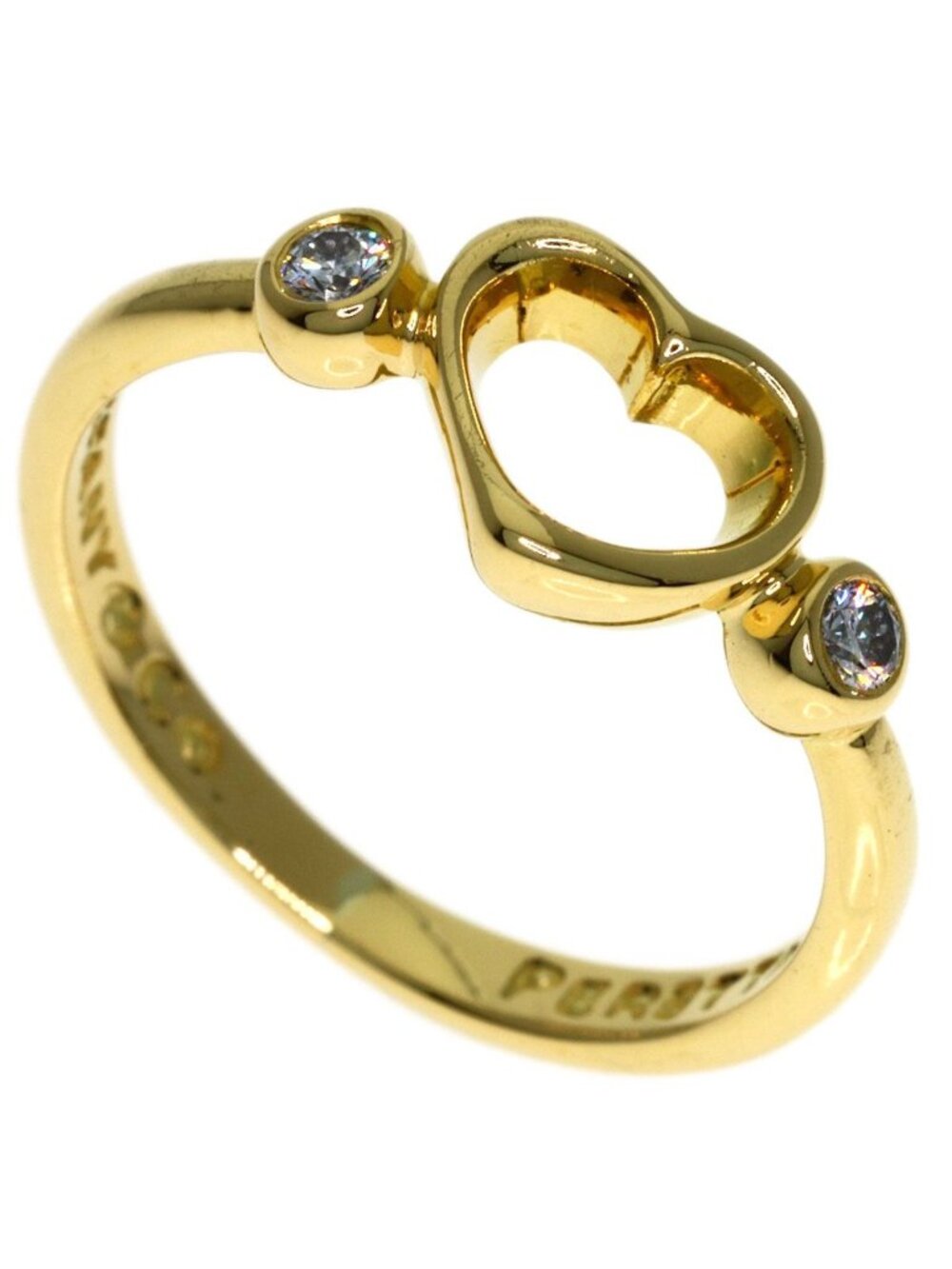 Tiffany & Co Open Heart Diamond Ring 18k Yellow Gold
